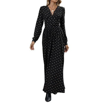 Robe maxi femme avec décolleté en V plongeant et motif ludique Chic und Stil