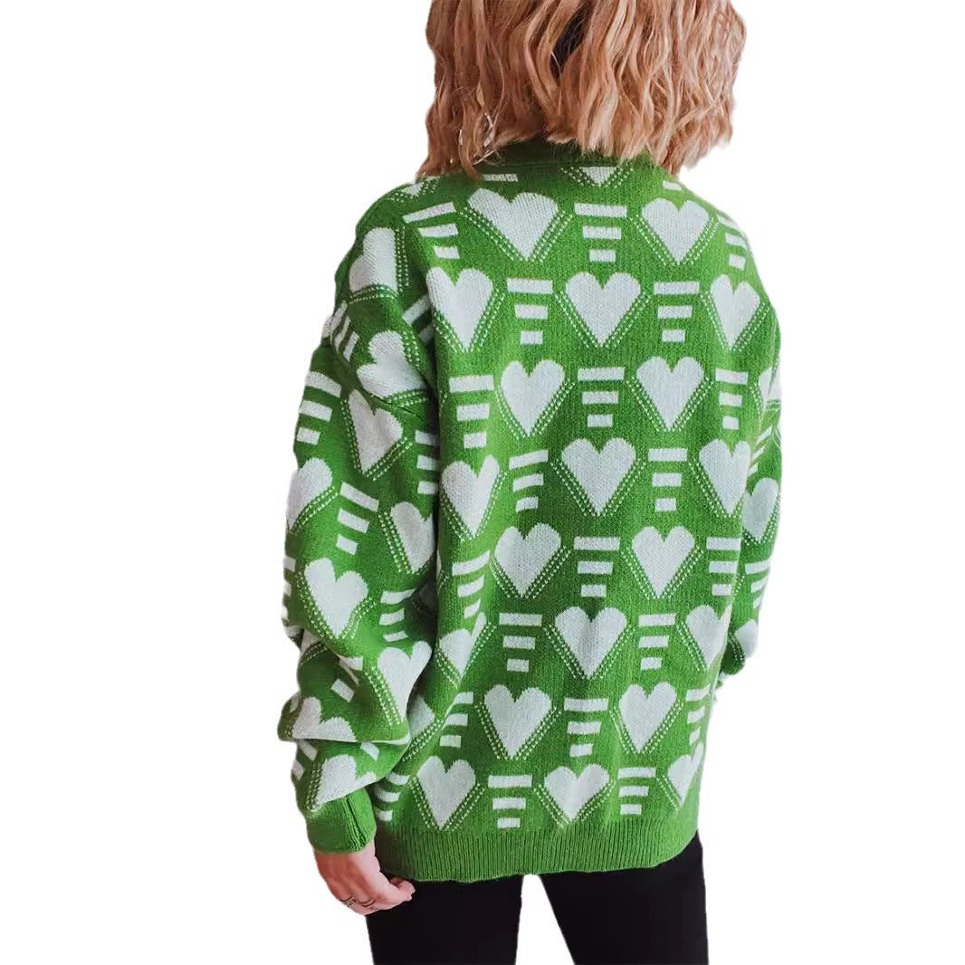 Pull en tricot pour femmes au design moderne en forme de cœur avec une coupe ample Chic und Stil