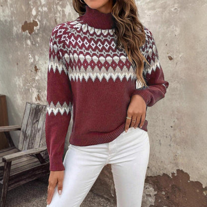 Pull à col montant pour femmes avec motif hivernal Chic und Stil
