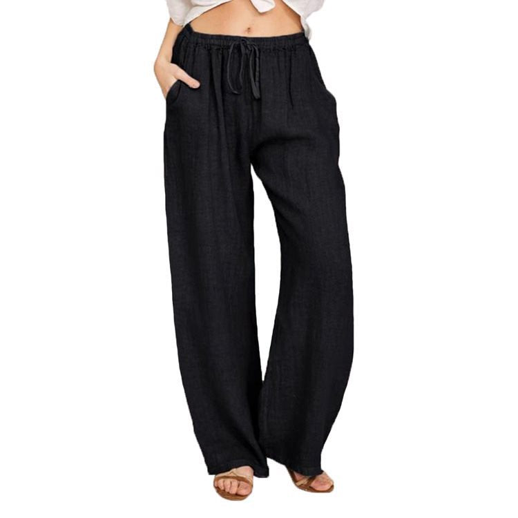 Comfortable and breathable linen pants for women with elastic waistband and side pockets Chic and Style