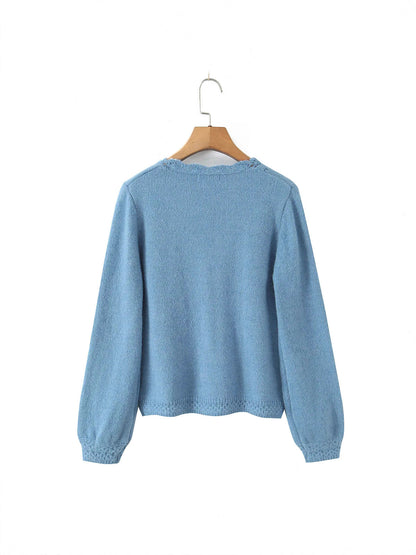 Dames élégante cardigan avec décolleté en V profond et boutons délicats Chic und Stil