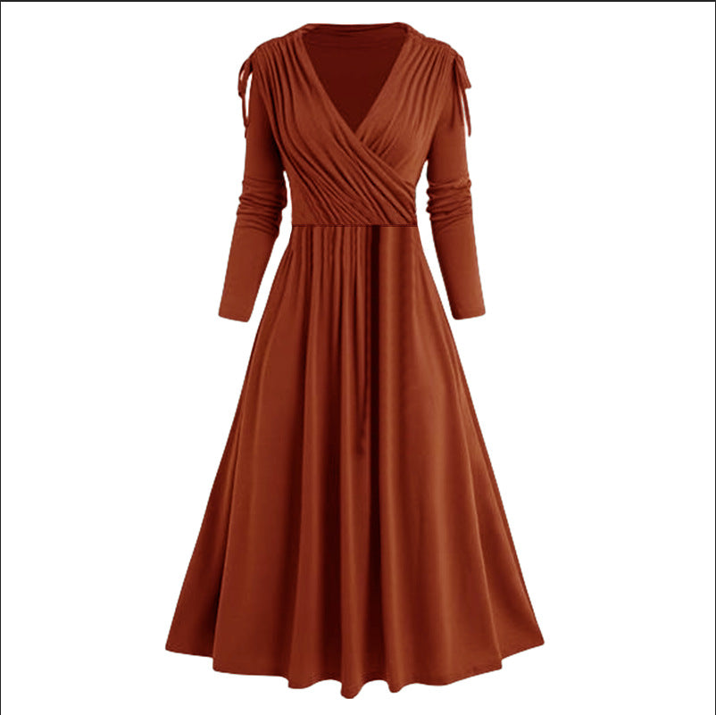 Robe midi femme avec effet drapé et manches longues Chic und Stil
