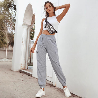 Pantalons de sport cargo pour femmes avec poches latérales et taille élastique Chic und Stil