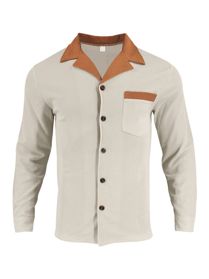 Chemise à manches longues stylée pour hommes avec un design texturé et une poche poitrine pratique Chic und Stil