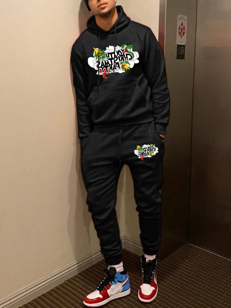 Women's hoodie and jogger pants set with creative Christmas pattern Chic and Style