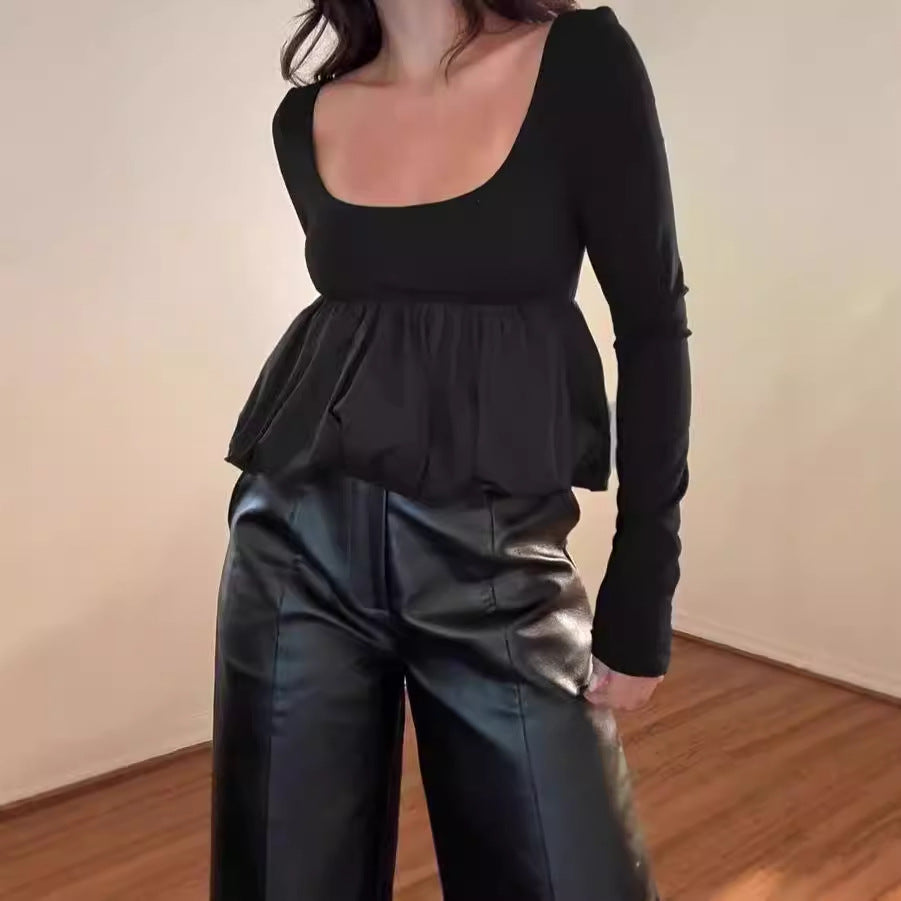 Dames Élégante chemise avec design plissé et ourlet large Chic und Stil