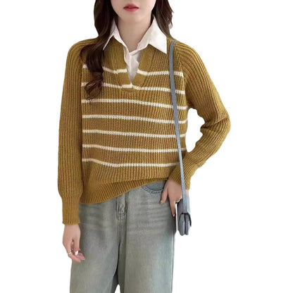 Pull en tricot pour femmes avec décolleté en V et design rayé Chic und Stil