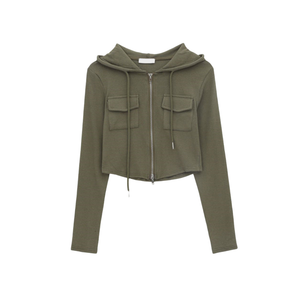 Veste de loisirs courte pour femme avec fermeture éclair et capuche Chic & Stil