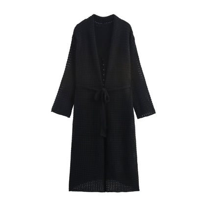 Cardigan en tricot pour femmes avec design asymétrique et élégant ceinturon à la taille Chic und Stil