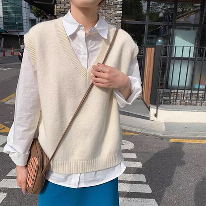 Dames Élégante gilet en tricot coupe décontractée avec décolleté en V et détails raffinés Chic und Stil