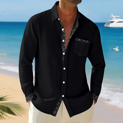 Chemise décontractée à manches longues pour hommes avec col tendance et poche poitrine Chic und Stil