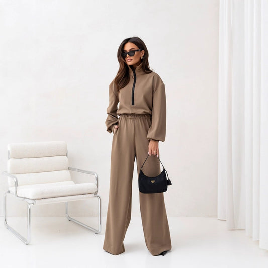 Dames Combinaison tendance avec col montant et fermeture éclair Chic und Stil