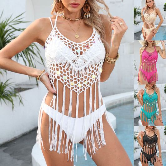 Dames Bohémien Crochet Haut de Plage Chic und Stil