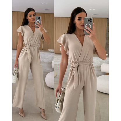 Dames Combinaison Élégante à Encolure Fronçée Chic und Stil