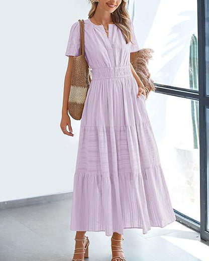Robe maxi pour dames en tissu léger rayé Chic und Stil