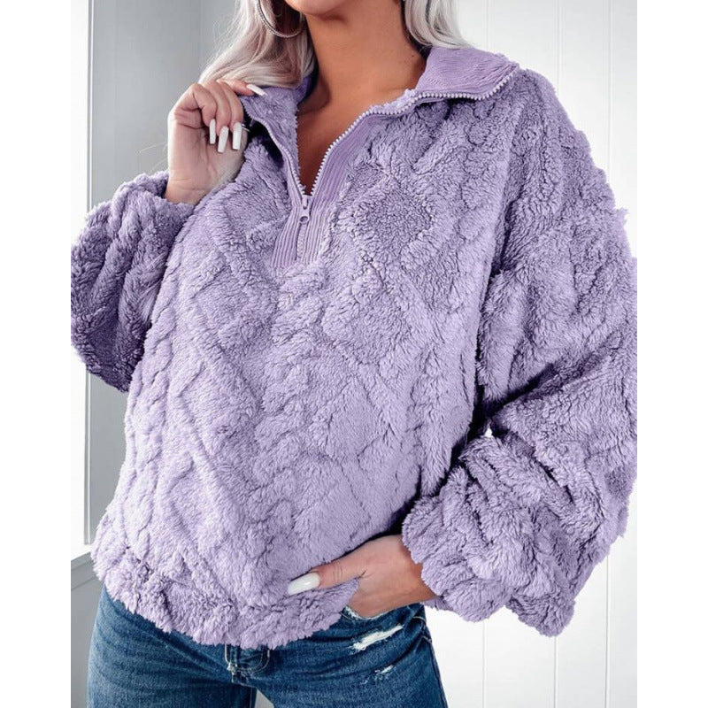 Femme Pull en polaire avec demi-zip Chic und Stil