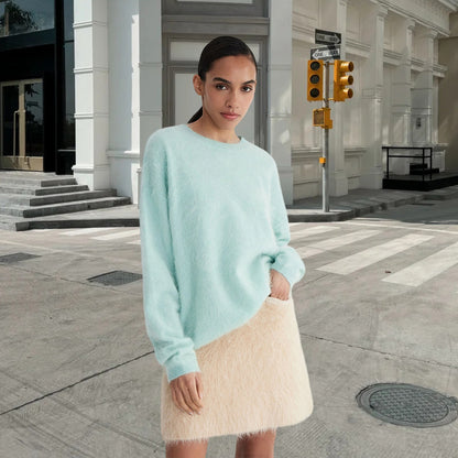 Dames pull en tricot doux avec un élégant col rond et une coupe décontractée Chic und Stil