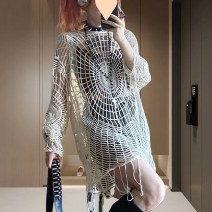 Dames crochet poncho avec mailles ouvertes Chic und Stil