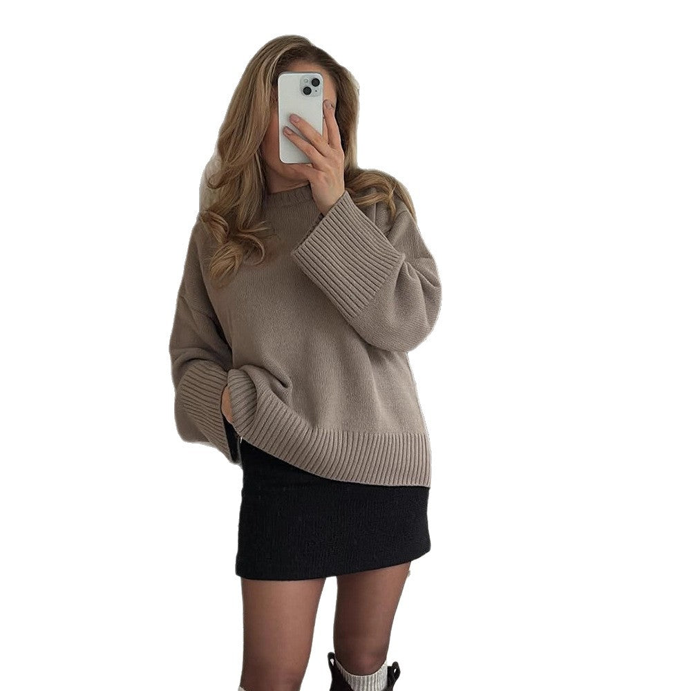 Chunky knit pullover for women with oversized sleeves Chic and Style