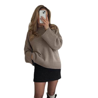 Chunky knit pullover for women with oversized sleeves Chic and Style