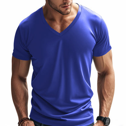 T-shirt fonctionnel pour hommes avec col V en matériau respirant Chic und Stil