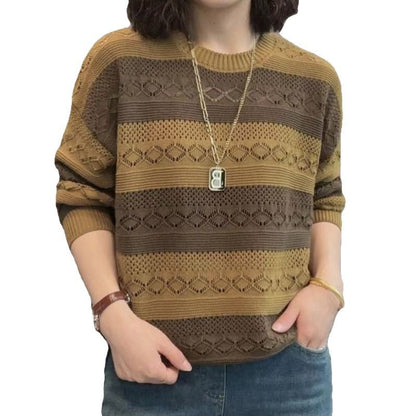Pull en tricot pour femmes avec un motif ajouré à la mode et une coupe décontractée Chic und Stil