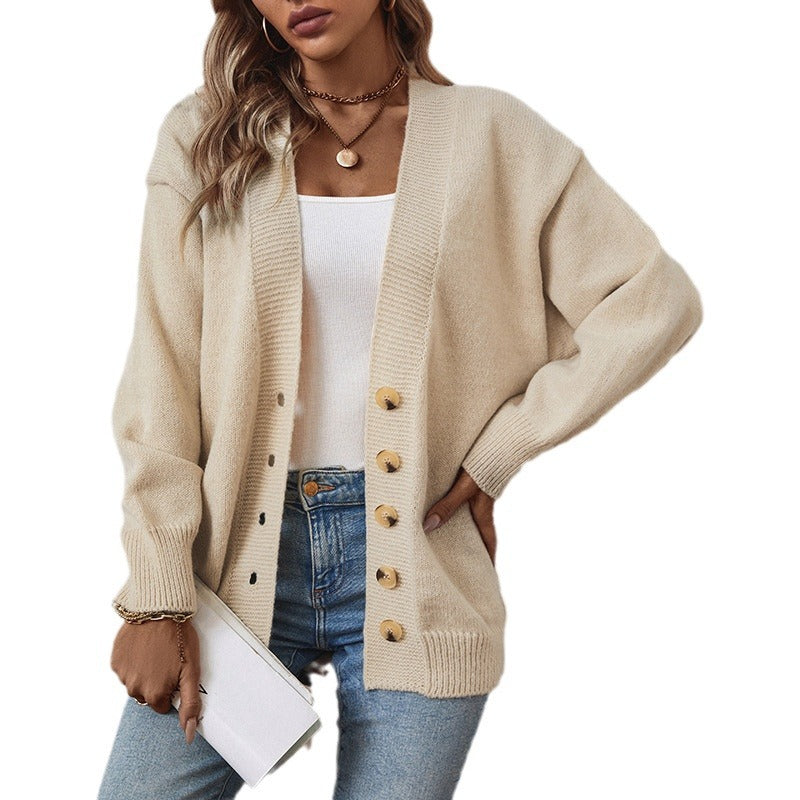 Dames confortable cardigan avec détails de boutons et décolleté en V profond Chic und Stil