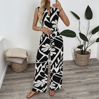 Salopette sans manches pour femmes avec taille ceinturée à jambes larges Chic und Stil