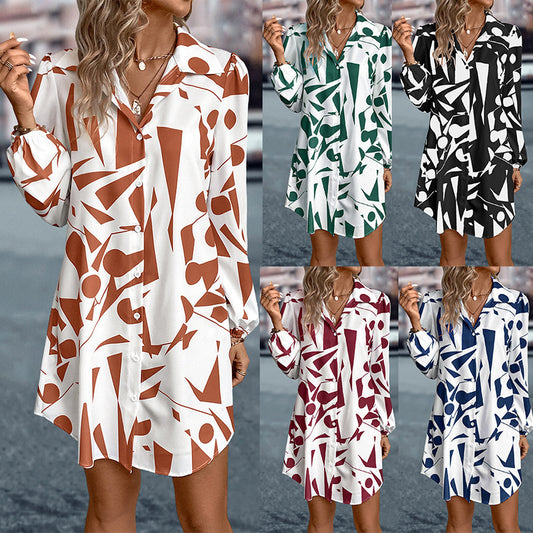 Robe chemise à imprimé abstrait pour femmes Chic und Stil