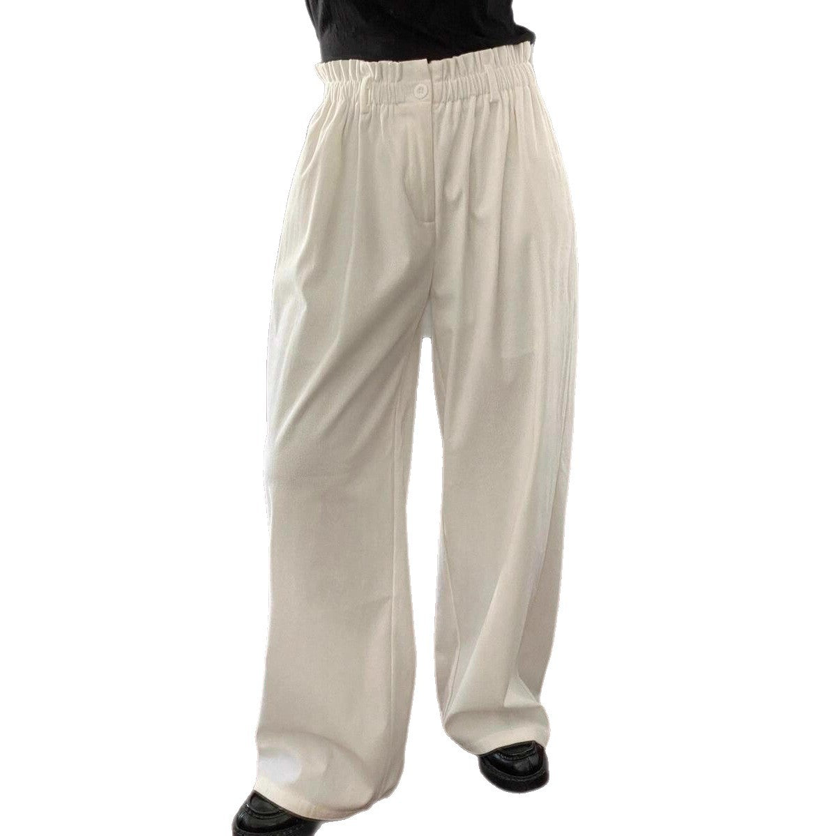Wide chino pants for women with elastic waistband and side pockets Chic and Style