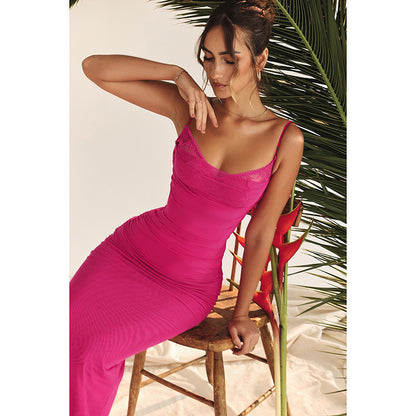 Robe maxi à fronces pour femmes avec bretelles réglables Chic und Stil