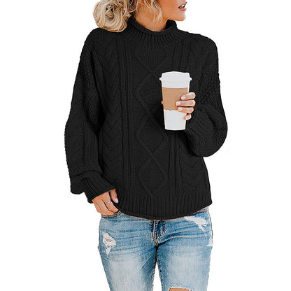 Pull en tricot pour femmes avec col montant et motif de tressage décoratif Chic und Stil