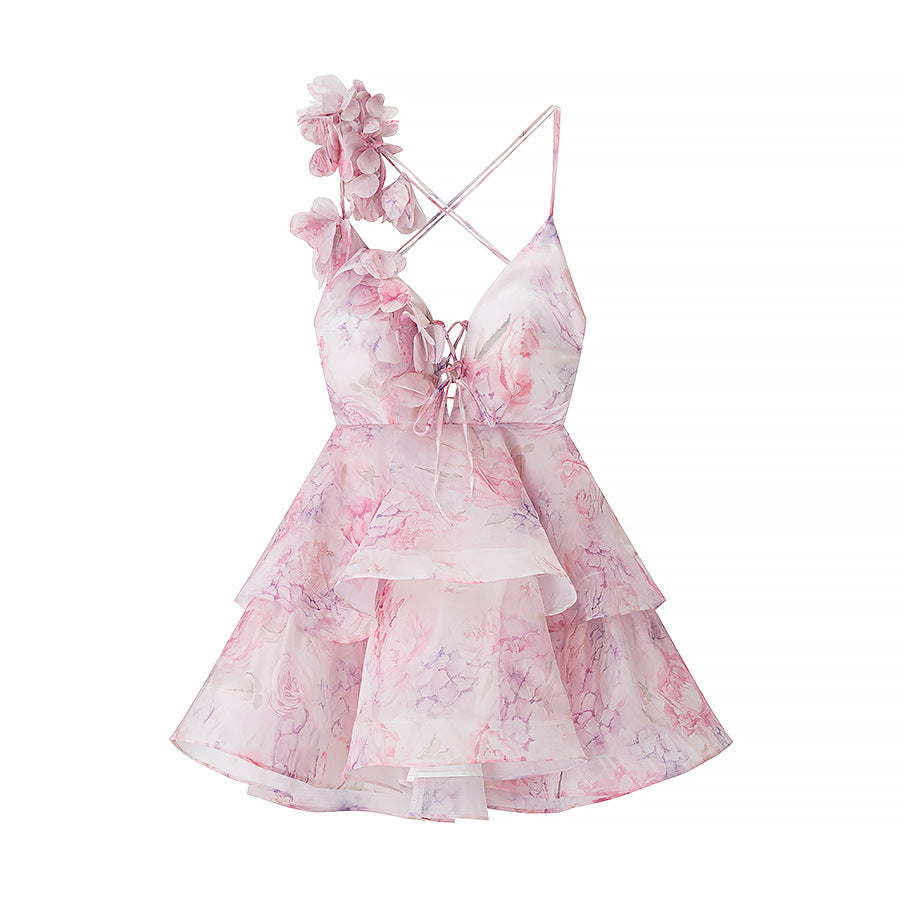 Robe maxi femme avec coupe asymétrique et design de volants ludique Chic und Stil