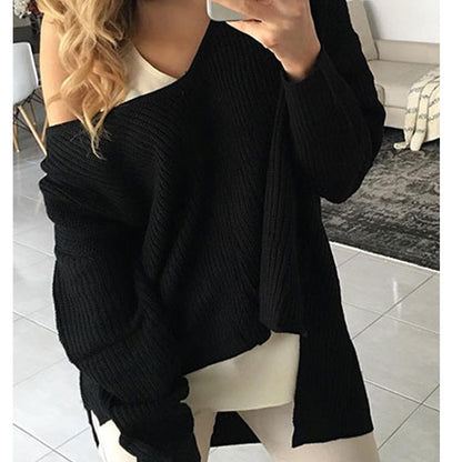 Pull en gros tricot pour femmes avec décolleté en V et coupe décontractée Chic und Stil