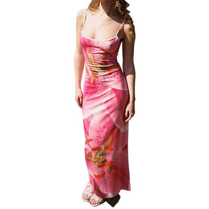 Robe maxi à bretelles spaghetti à motif floral Chic und Stil