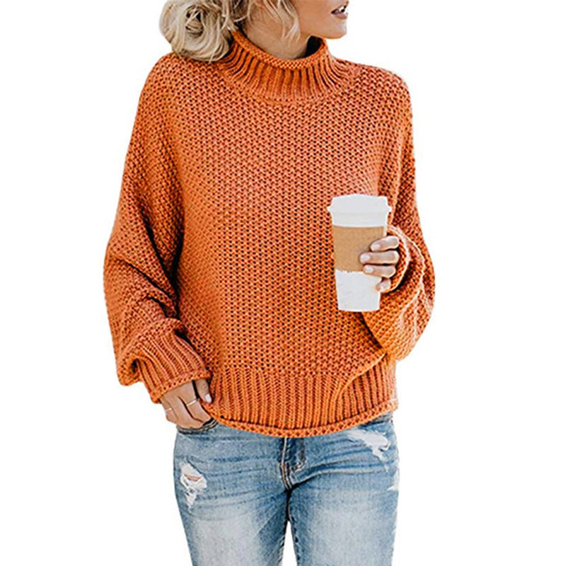 Dames Pull confortable avec col haut et look de maille structuré Chic und Stil