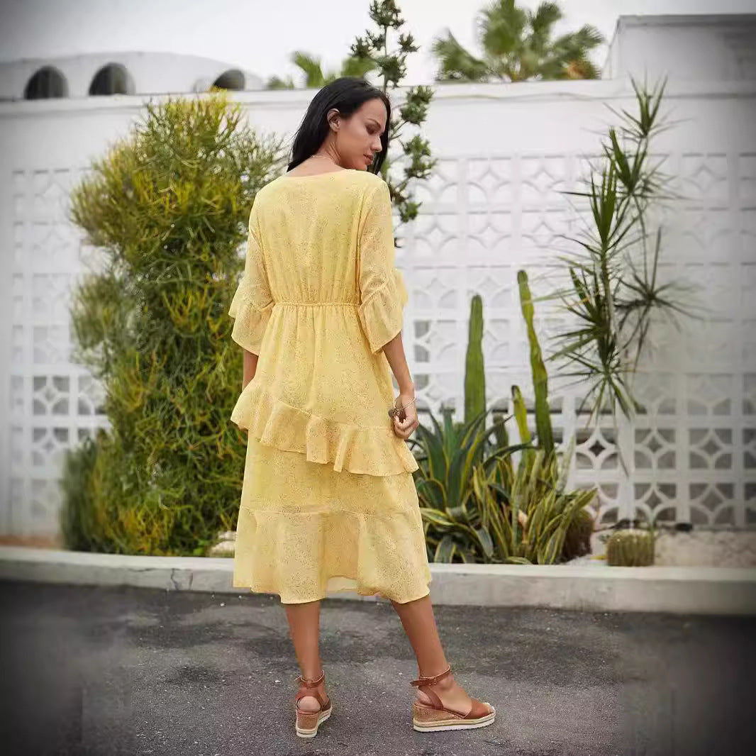 Robe midi à volants pour femmes Chic und Stil