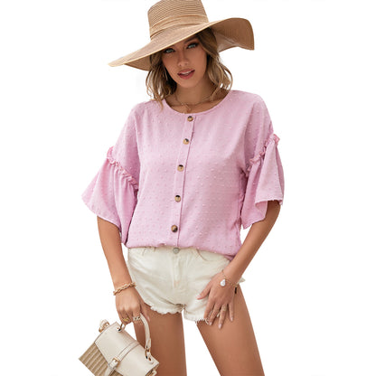 Blouse pour femmes avec des détails en volants et des boutons décoratifs Chic und Stil