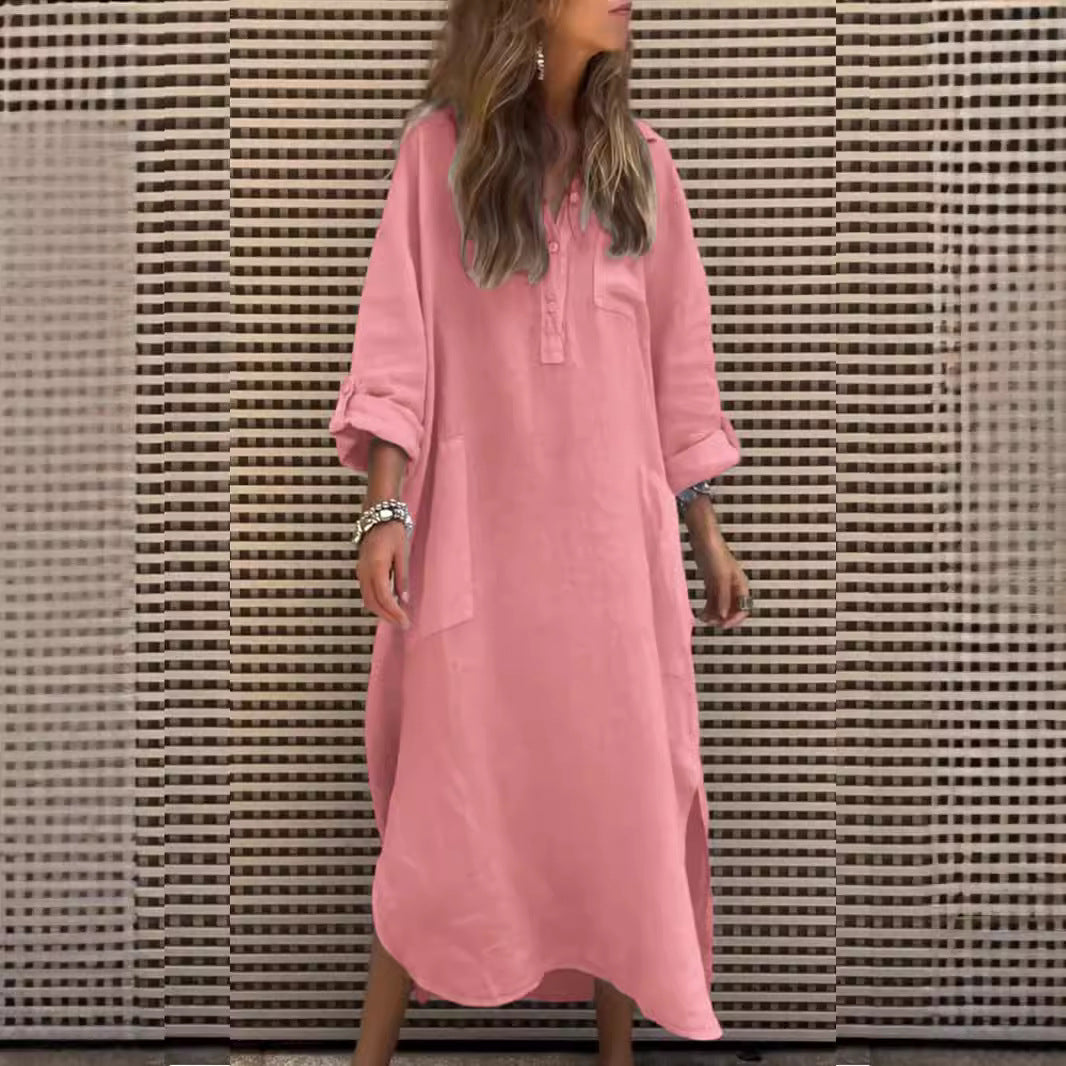 Robe chemise décontractée pour femmes avec fermeture à boutons et poches pratiques Chic und Stil