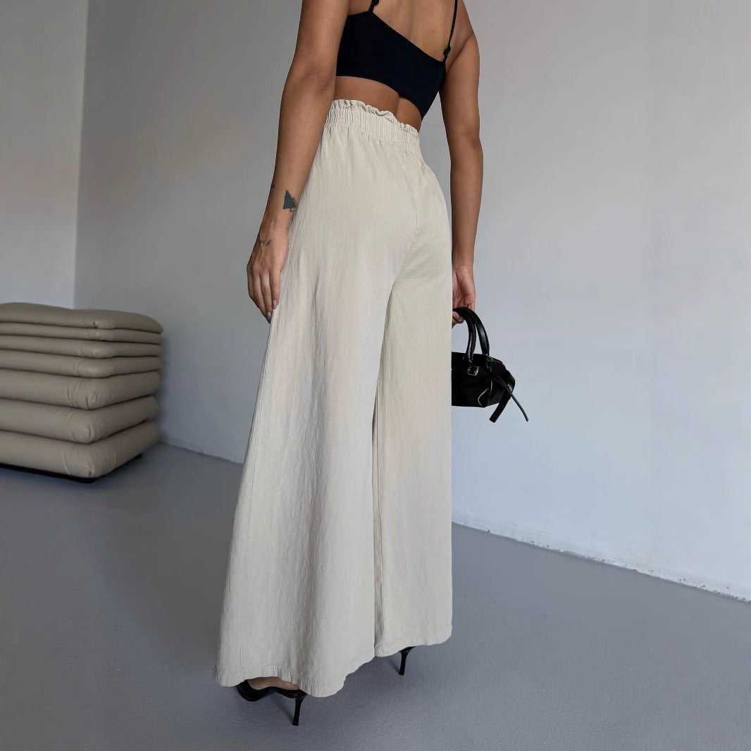 Wide palazzo pants for women with elastic waist and practical pockets Chic and Style