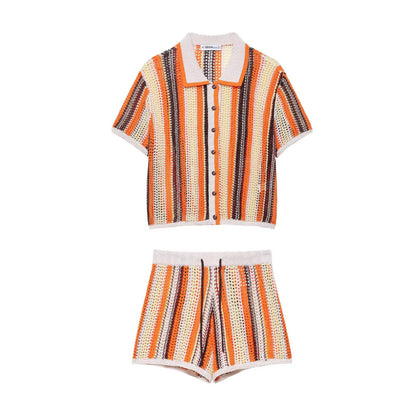 Shorts d'été rayés pour femmes en matériau aéré Chic und Stil