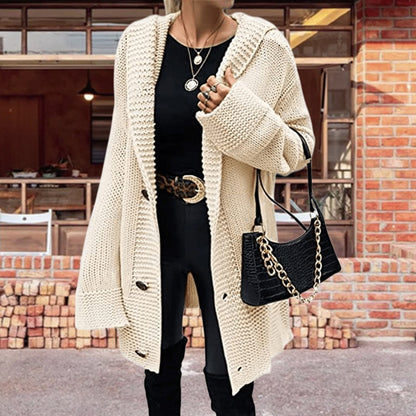 Dames Gros tricot Cardigan avec coupe décontractée et détails modernes de boutons Chic und Stil