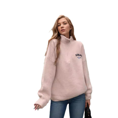 Dames Pull à col montant doux avec fermeture éclair et détails modernes Chic und Stil