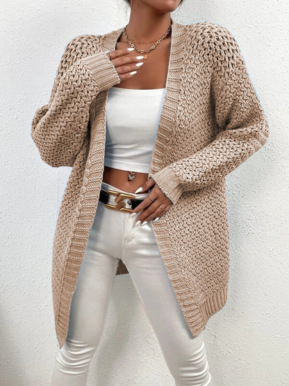 Dames gros tricot cardigan avec mailles ouvertes Chic und Stil