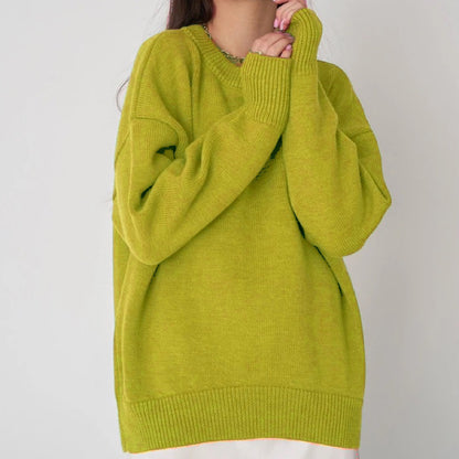 Dames pull-over surdimensionné avec un joli motif en tricot et de larges bords Chic und Stil