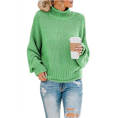 Dames Pull confortable avec col haut et look de maille structuré Chic und Stil