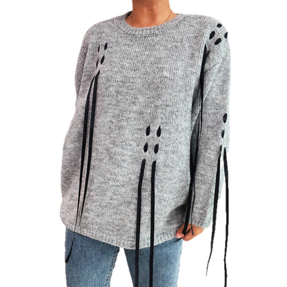 Pull over taille oversized féminin à détails de lacets uniques Chic und Stil