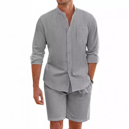 Chemise en lin légère pour hommes avec shorts assortis Chic und Stil