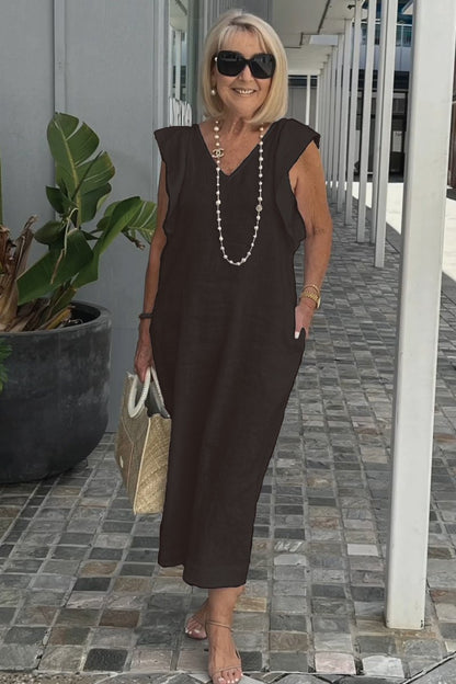 Robe maxi pour femme avec décolleté en V et manches raglan Chic und Stil