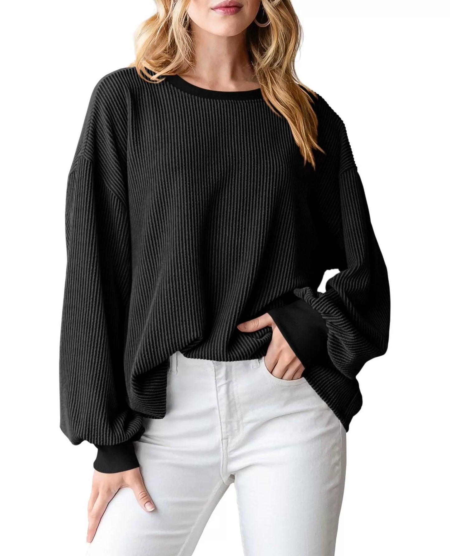Pull en rib avec des manches amples pour femmes Chic und Stil